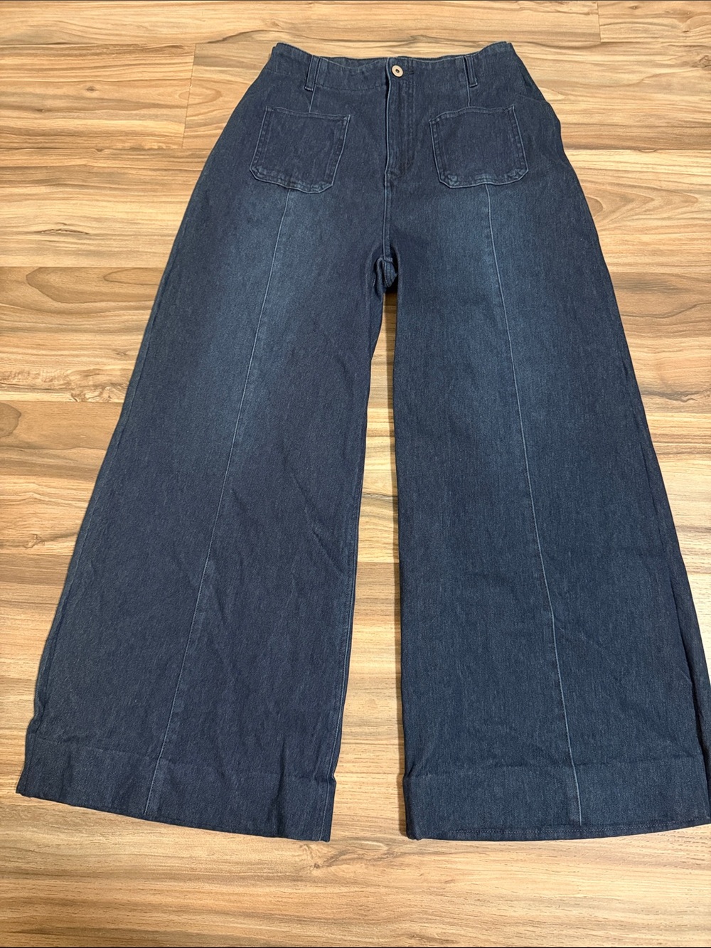 Halara Flex™ High Waisted Pockets Baggy Wide Leg Dark Wash Jeans Women’s L